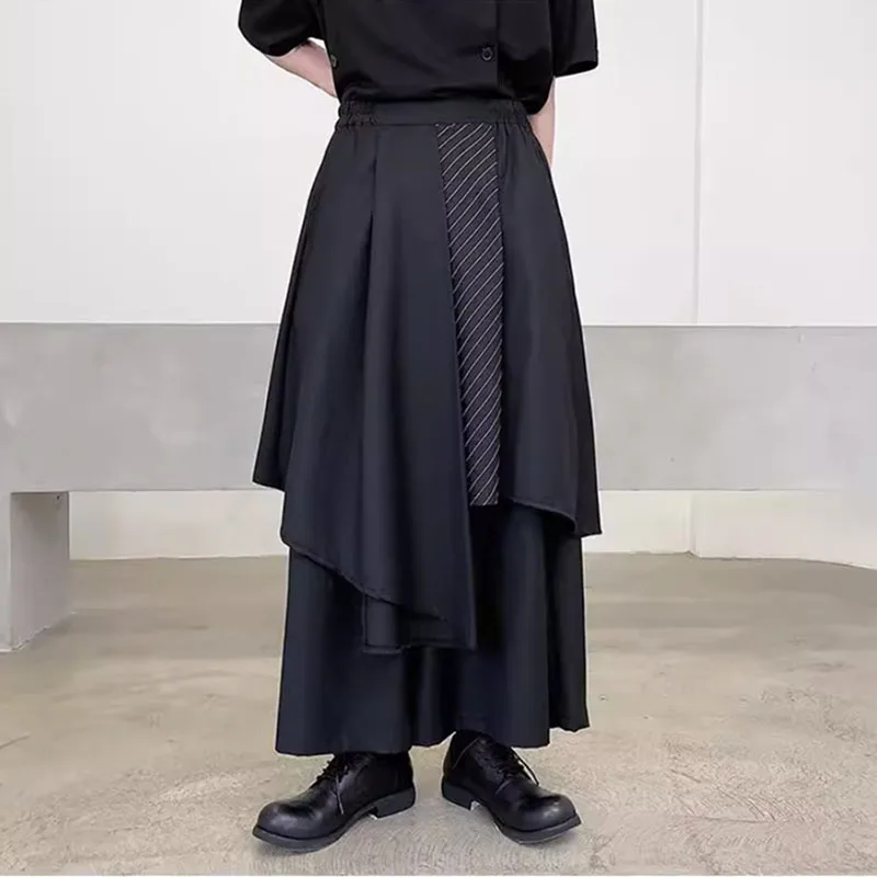 النساء التنانير السراويل اليابانية القوطية غير النظامية السراويل النساء عالية الخصر الأسود السراويل الطويلة التنانير الإناث مطوي التنانير النساء الملابس