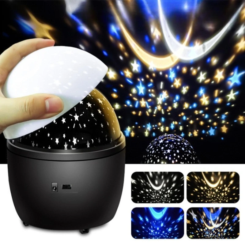 Lampu proyeksi langit berbintang LED, ornamen meja ruang tamu, kerajinan tangan, hadiah kreatif, lampu tidur berputar untuk kamar tidur