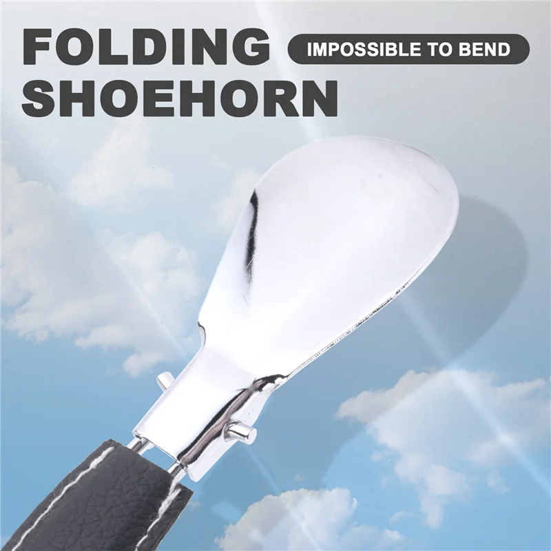 12X3.8Cm المهنية طوي الفولاذ المقاوم للصدأ لبيسة الحذاء ملعقة أحذية طويلة-A77G