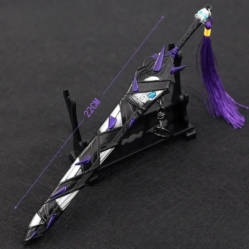 22cm/8.66in 스테이 나이트 애니메이션 주변 기사 킹 하산의 죽음의 검 키 체인 외장 무기 모델 장식 선물 소년