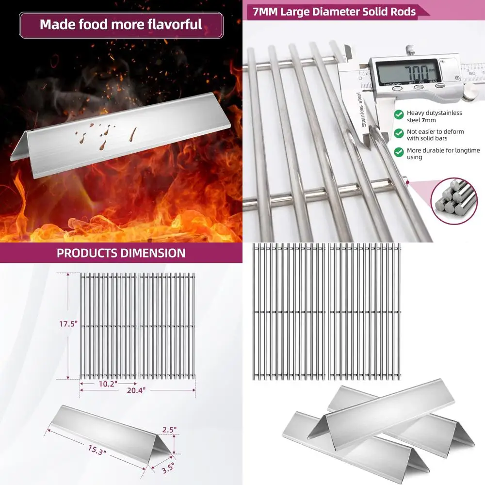 

Stainless Steel Flavorizer Bar for Gas Grills - Replacement for Spirit 200 Series and E-210/220 Models