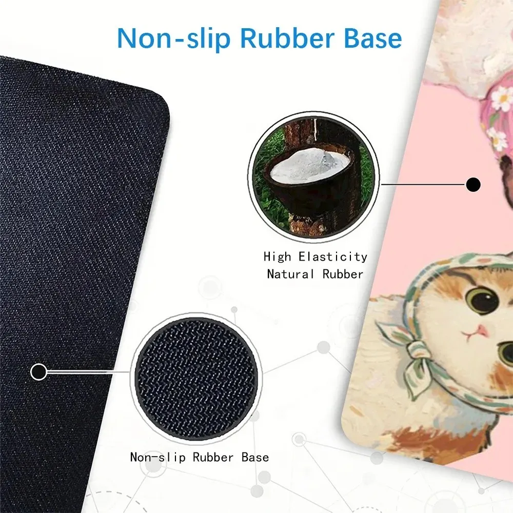 CIFbuy Custom Name Text Cat Desk Mouse Pad, Multi‑Sizes Large Mat Non‑Slip Rubber Base for Home Office Decor