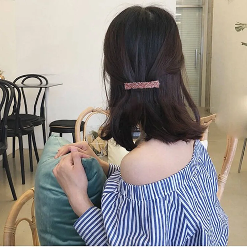 Korean Fashion 7 Colors Crystal Hair Clips Elegant Women Geometric Barrettes Hairpins Hairgrips Girls Headwear Hair Accessories