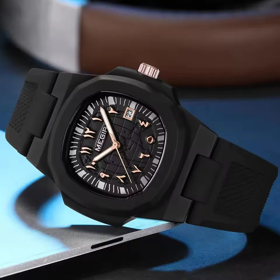 MEGIR 8119 Brand Quartz Watches for Man Fashion Calendar Luminous Silicone Strap Business Casual Sports Men Watch reloj hombre