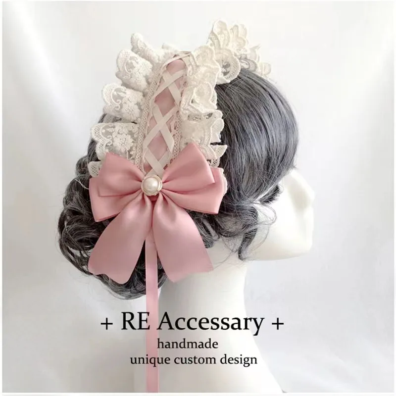 Lolita hair accessories girl lace ribbon Headband Japanese style sweet and cute anime accessories