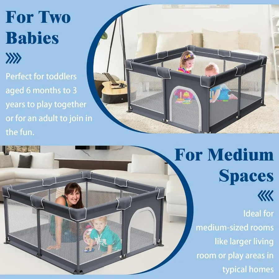 Cercadinho para bebês com tapete, quintal com tapete para brincar, cercadinho para crianças pequenas com bolsa, centro de atividades internas e externas 50x50