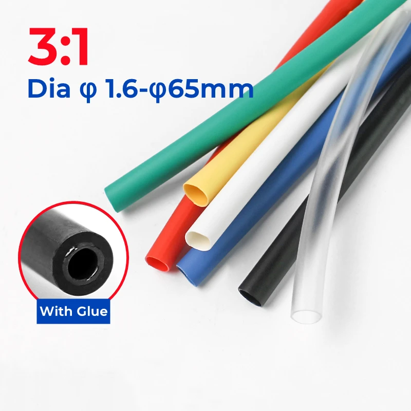 

1 Meter 3:1 Heat Shrink Tube With Glue Dual Wall Tubing Diameter 1.6/2.4/3.2/4/4.8/6.4/7.9/9.5/12.7/15.4/19.1/25.4/30/39/50/65mm