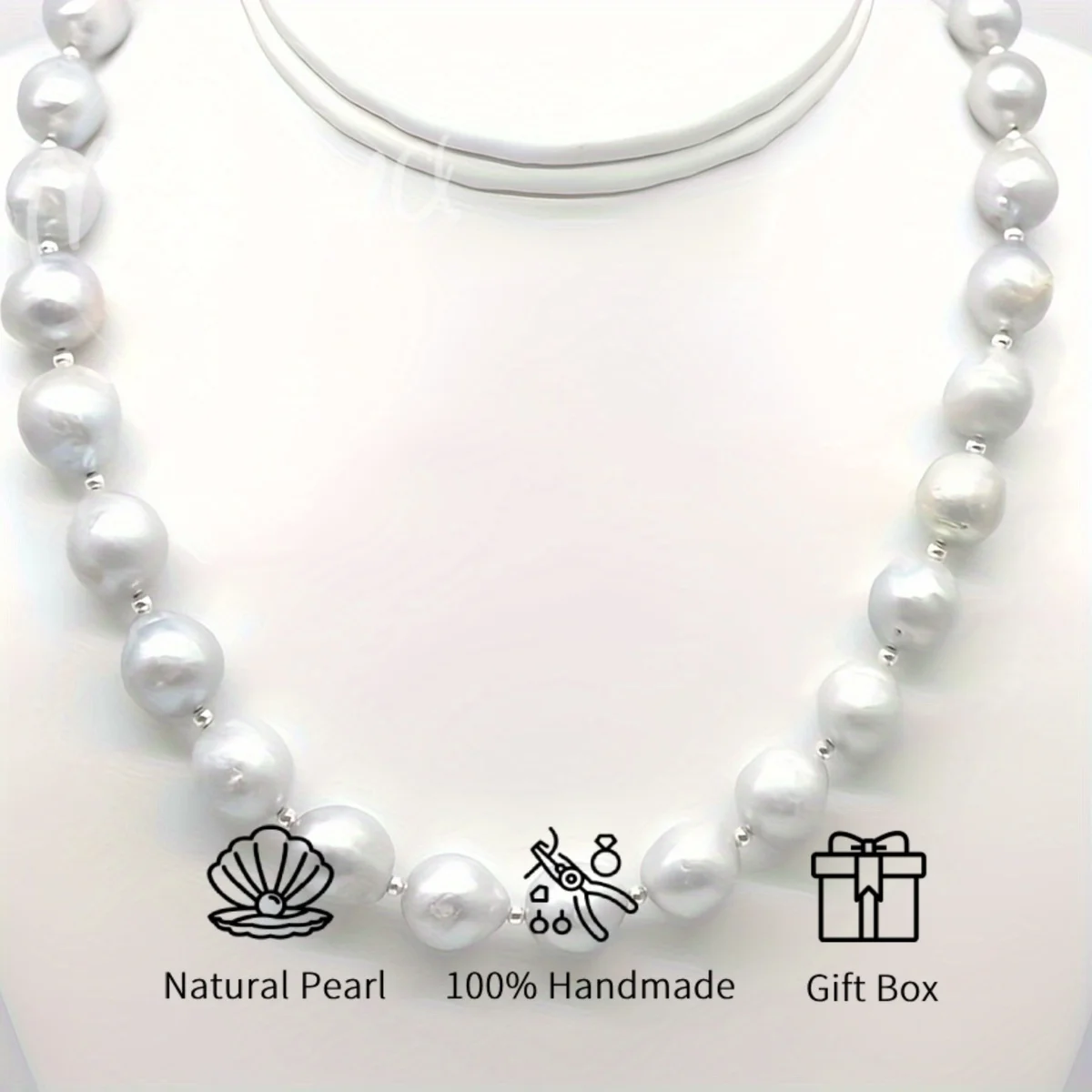 

MYSOYA 11-13mm Gray Edison Freshwater Pearl Chain With Gift Box Handmade DIY Jewelry Perfect Birthday Wedding Christmas Gift
