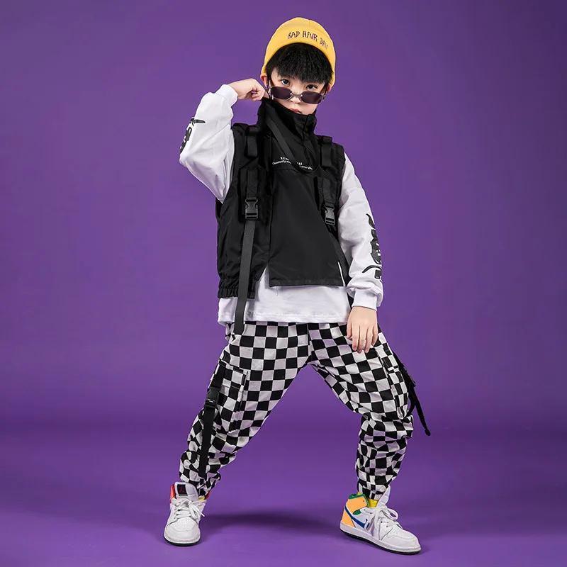 New Ballroom Hip Hop Dance Clothes For Kids Camouflage Vest Pants Suit Jazz Street Dance Clothes Stage Costumes