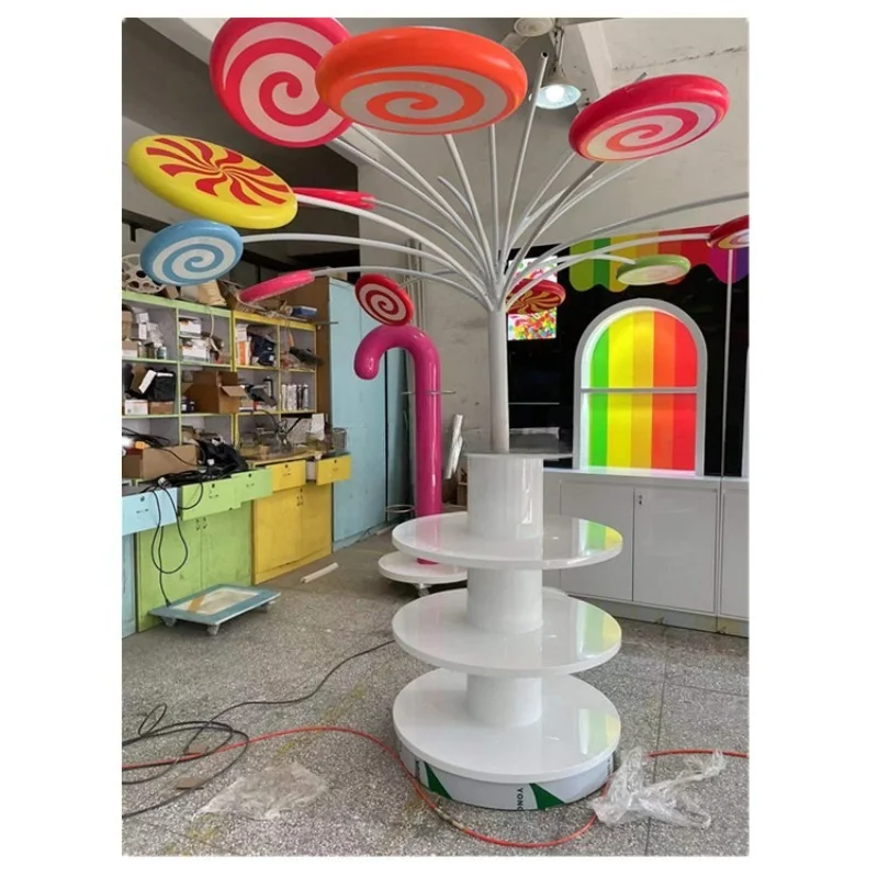 Modern Toy Store Display Furniture Candy Rack Pop Candy Tree Decorative Band Round