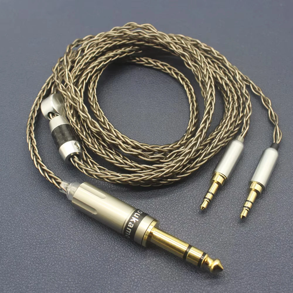 Kabel Headphone 6.35mm Youkamoo kompatibel untuk Hifiman HE4XX HE-400i (versi 2x3.5mm) kabel Upgrade
