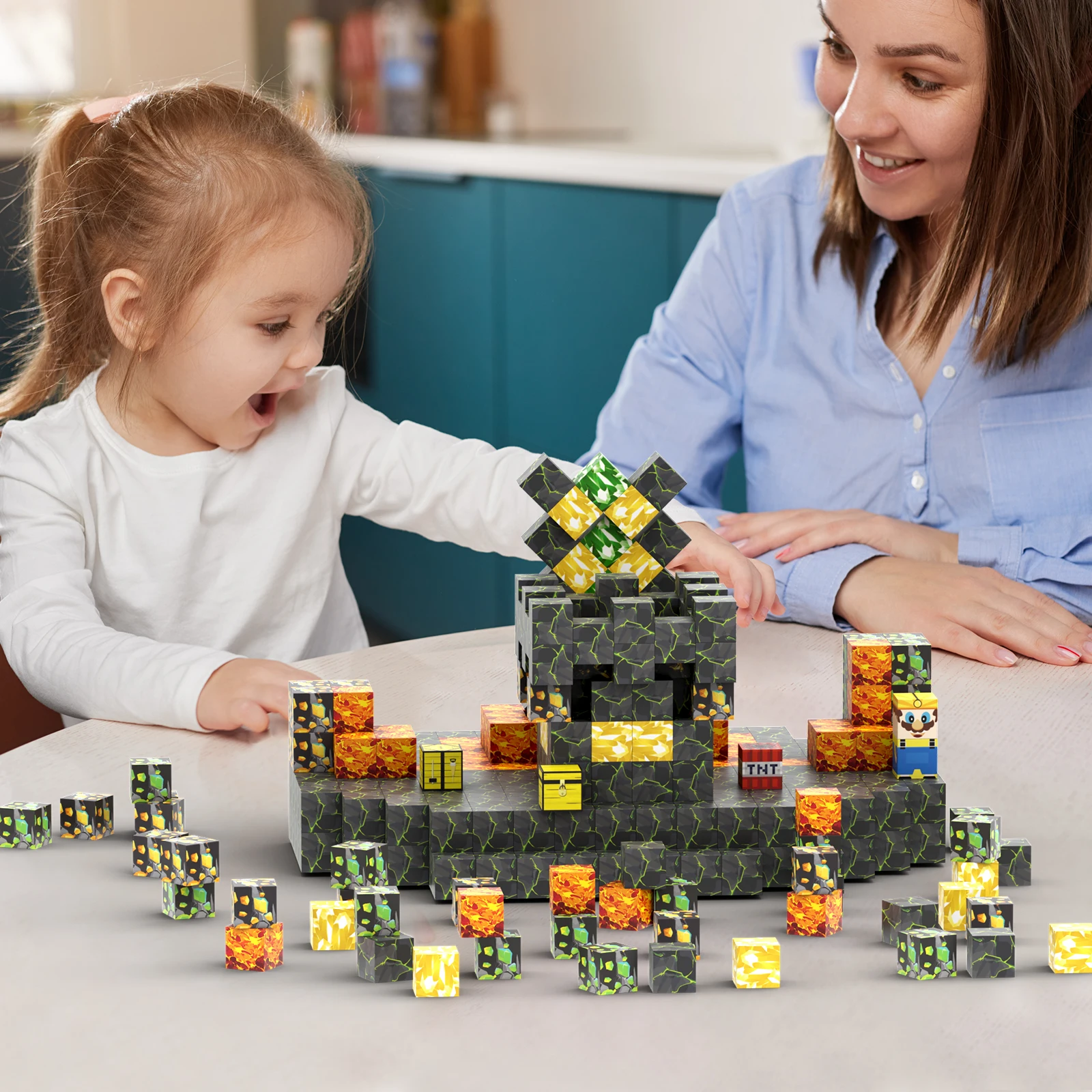 Bloques de construcción magnéticos creativos, juego arquitectónico de ladrillos, modelo de montaje DIY, juguete técnico para niños y niñas, regalos de navidad