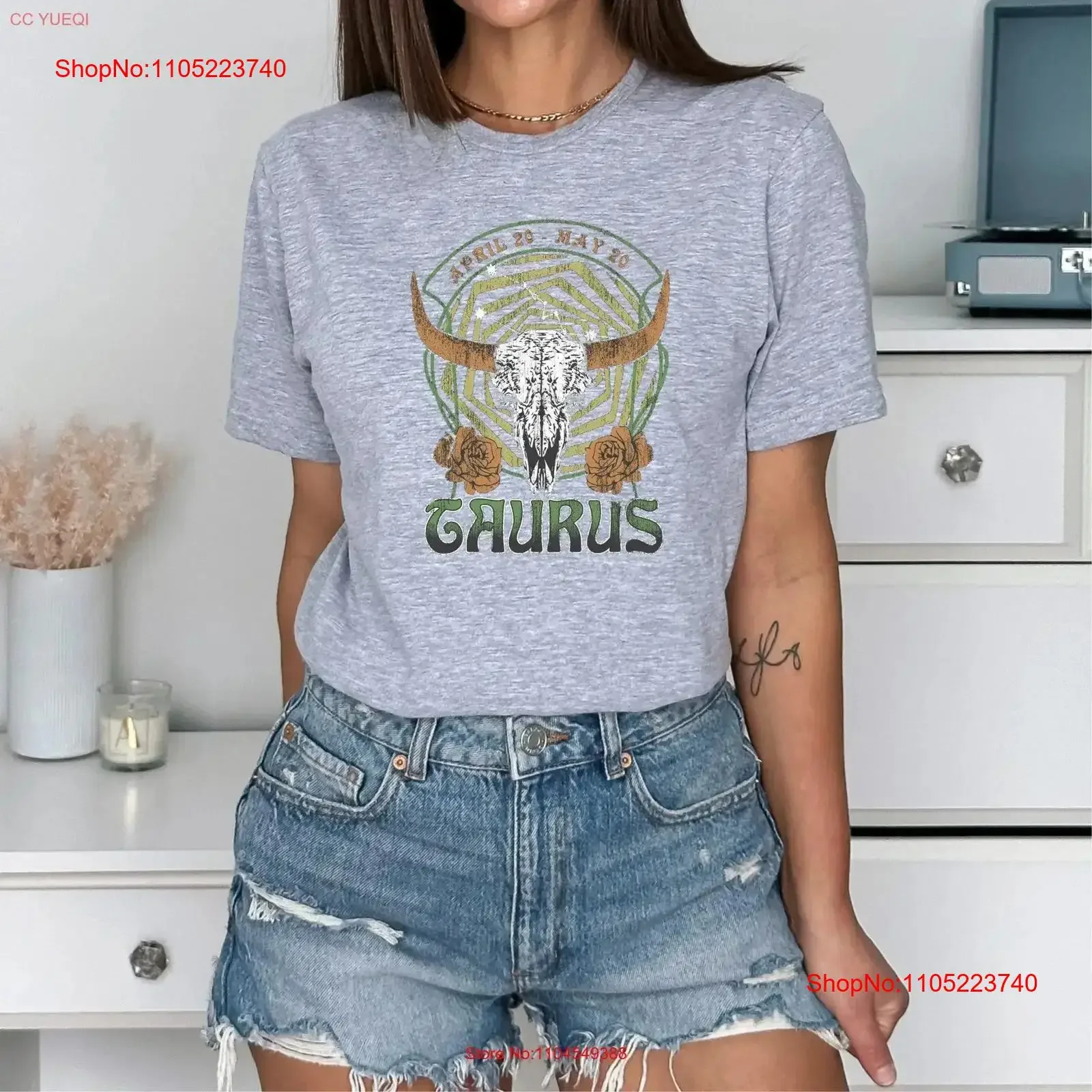 Camiseta del zodiaco Tauro Celestial moda astrología de gran tamaño cumpleaños para ropa de diseñador lavada vintage suave ligeramente versátil