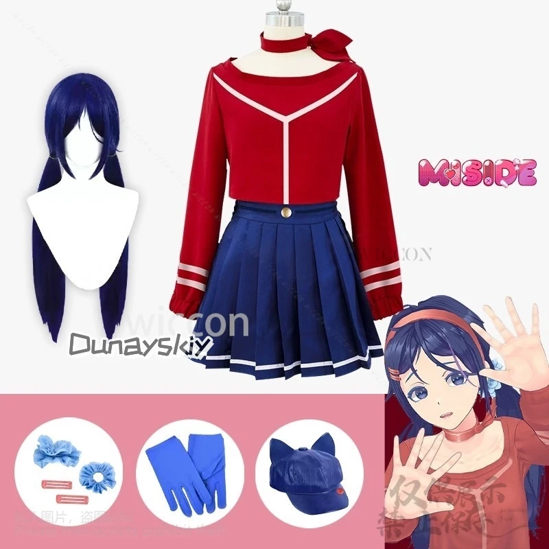 ميتا لعبة MiSide تأثيري أنيمي ميتا متا زي تنكري JK زي مدرسي قبعة الدعائم لطيف لعيد الميلاد هالوين مخصص