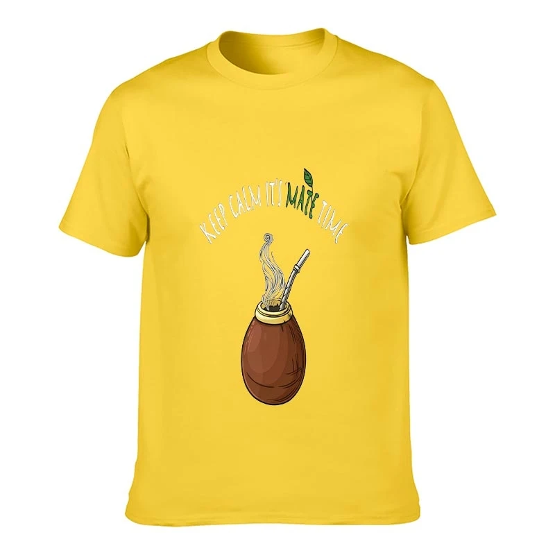 Men Women Unisex T-Shirt Keep Calm It's Mate Time Yerba Mate Gourd Bombilla Graphic Tee Cute Casual Short Sleeve Tea Lover Daily view 2