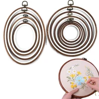 10 Uds. De herramientas de costura, juego de marco de aros de bordado de madera de imitación ovalada redonda, anillos de aro de bordado de plástico para aguja de punto de cruz DIY