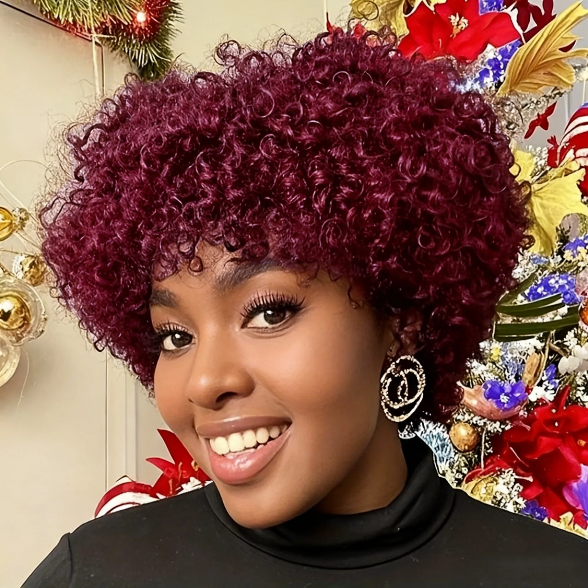 باروكة من شعر طبيعي أفريقي غريب مجعد عابث مع الانفجارات كامل جيري مجعد هيربيسي للنساء شعر مستعار كامل آلي #1