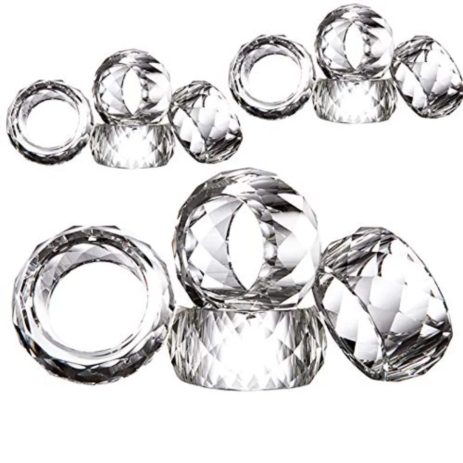 

Хрустальные кольца для салфеток - набор из 12 штук, 2 дюйма, для праздничного стола, свадеб, рождественских украшений, для ужина