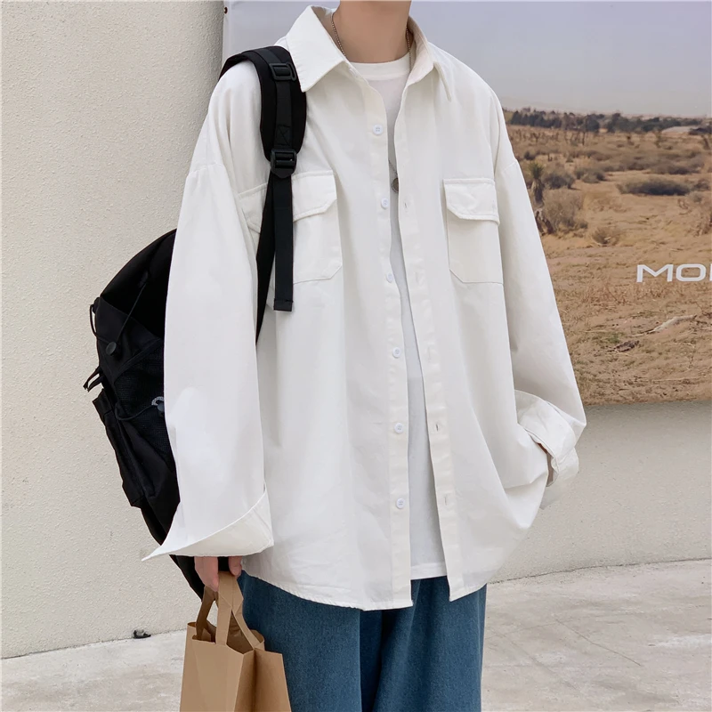 

2023 Summer New Light Luxury Fashion Shirt Men Tooling Long-sleeved Shirt Loose Casual Jacket Boutique Clothing Simple Style