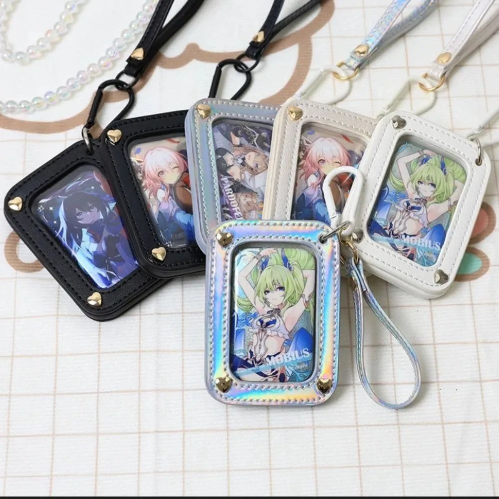 Transparent Badge Ita Bag Anime Badge Holder Card Holder Keychain Square Pins Display Base Laser Leather Card Holder