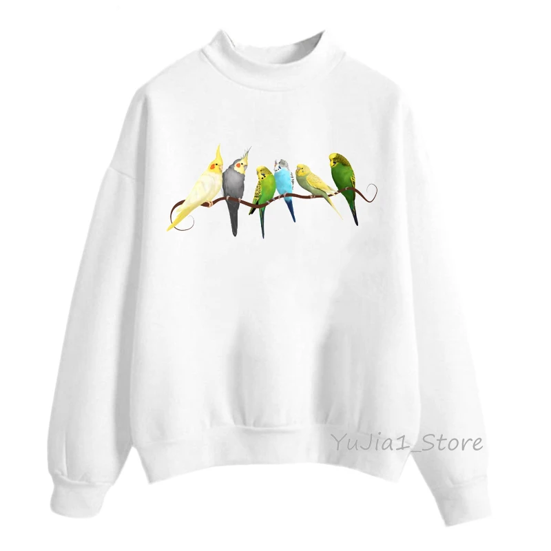 New watercolor Cockatiel design hoodies women kawaii Parrot toucan bird print sweatshirt winter hoody ladies custom moletom