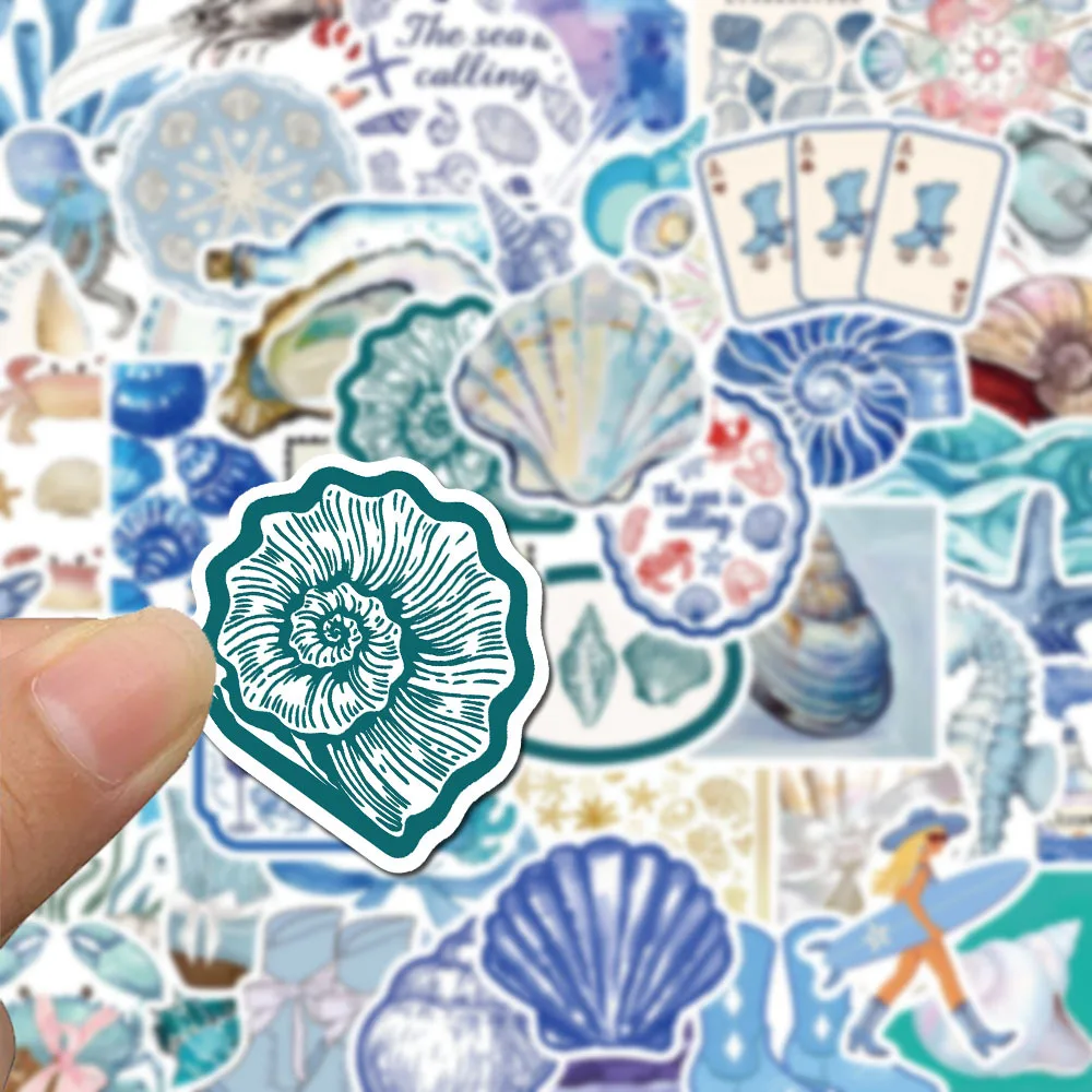 10/30/50PCS Blue INS Style The Coastal Girl Sticker Cartoon Cute Fun Doodle Waterproof Decal Kids Toy Gift for Water Cup Guitar