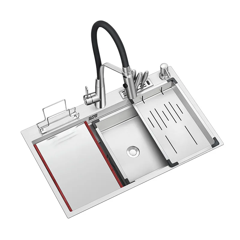 

Kitchen sink 304 stainless steel dishwashing basin, upper and lower large single basin