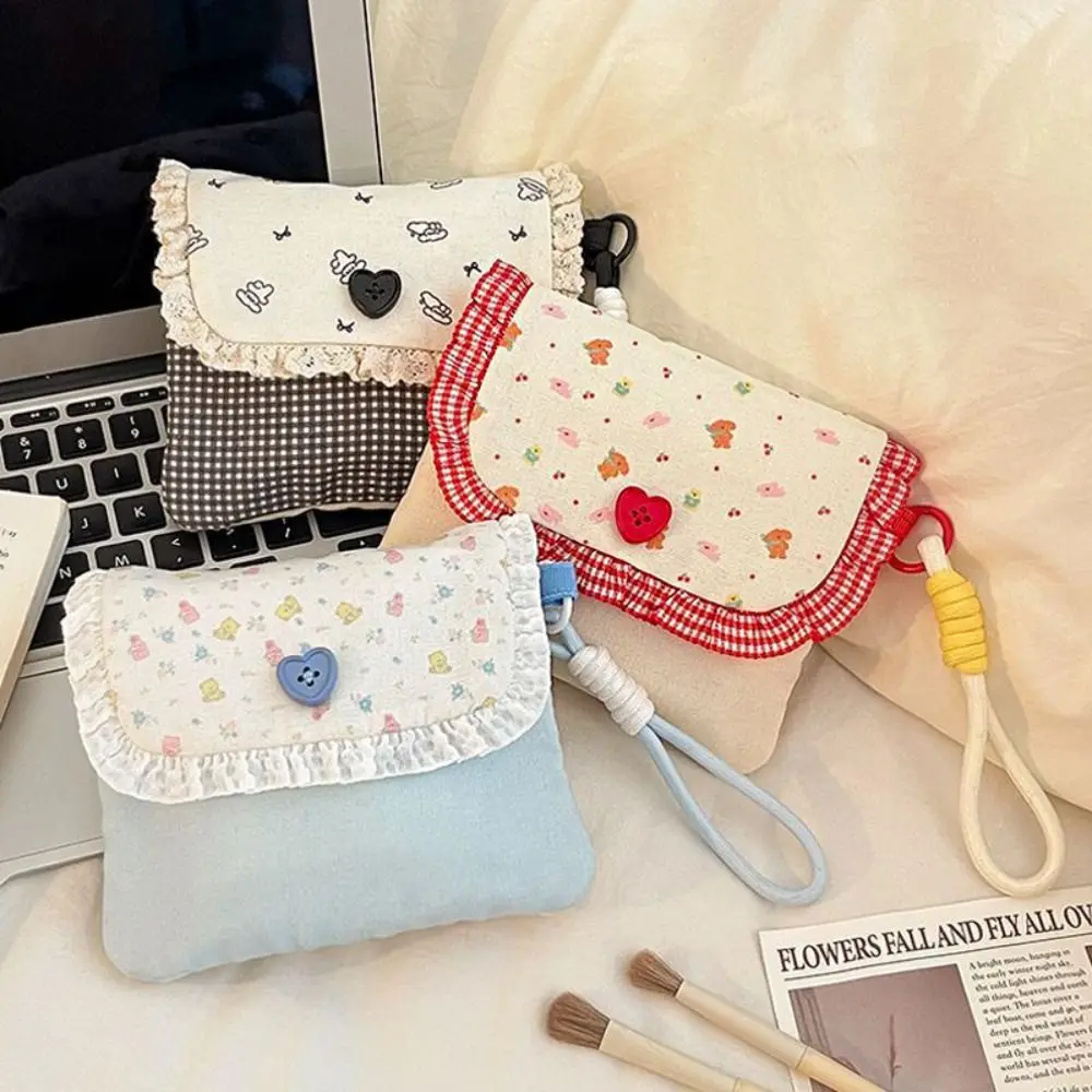Sac de rangement pour serviettes hygiéniques de grande capacité, sac à main imprimé floral, trousse de maquillage portable, mini trousse à cosmétiques de style coréen pour filles