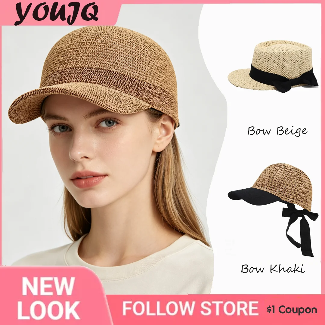 Literarischer Sonnenhut aus festem Papierstroh, verstellbare, atmungsaktive Baseballkappe, UV-Schutz für Damen, Strand, Straße, passende Outfits – Detail 1