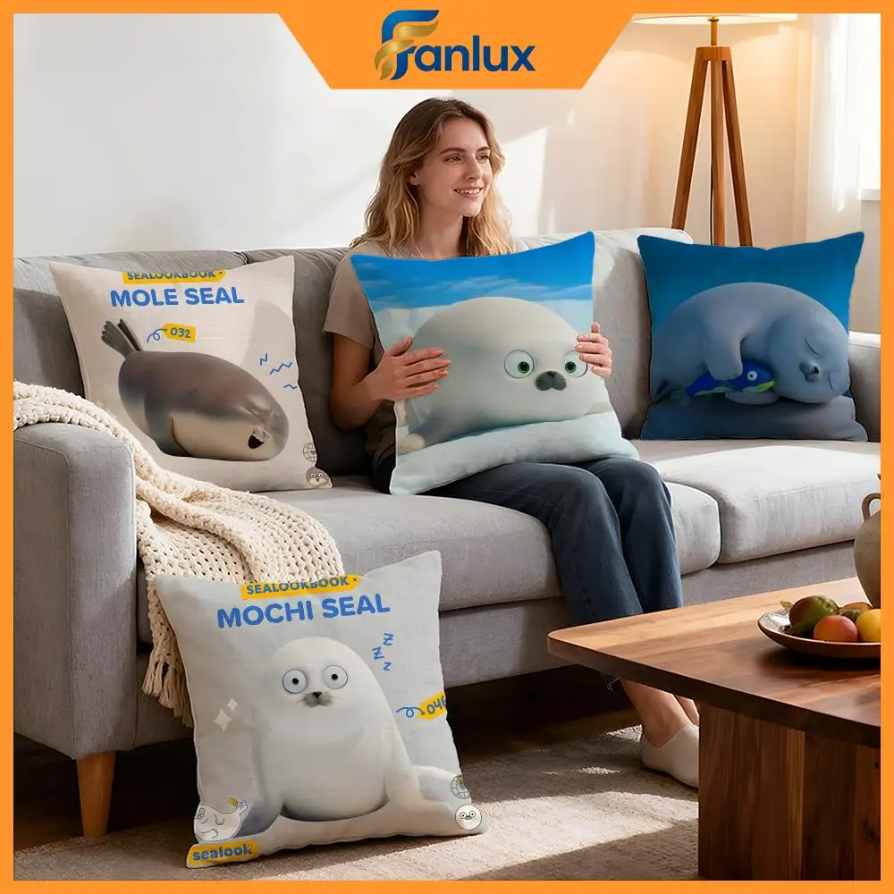 Marke SEALOOK Kissenbezug, 4 Stück, dekorative Bezüge, weiche Kissenhülle für Sofa, Couch, Dekoration, 40 x 40, 45 x 45 Kissenbezüge