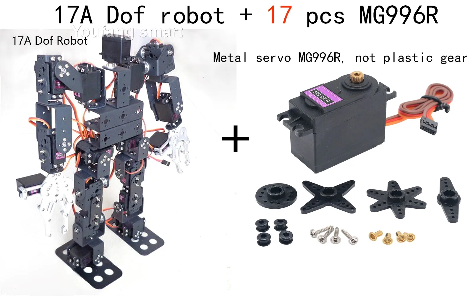 17 DOF Robot Umanoide Telaio Kit Robot Educativo per Ardunio Robot Camminata Compatibile Servo MG996 Robot Programmabile Kit FAI DA TE