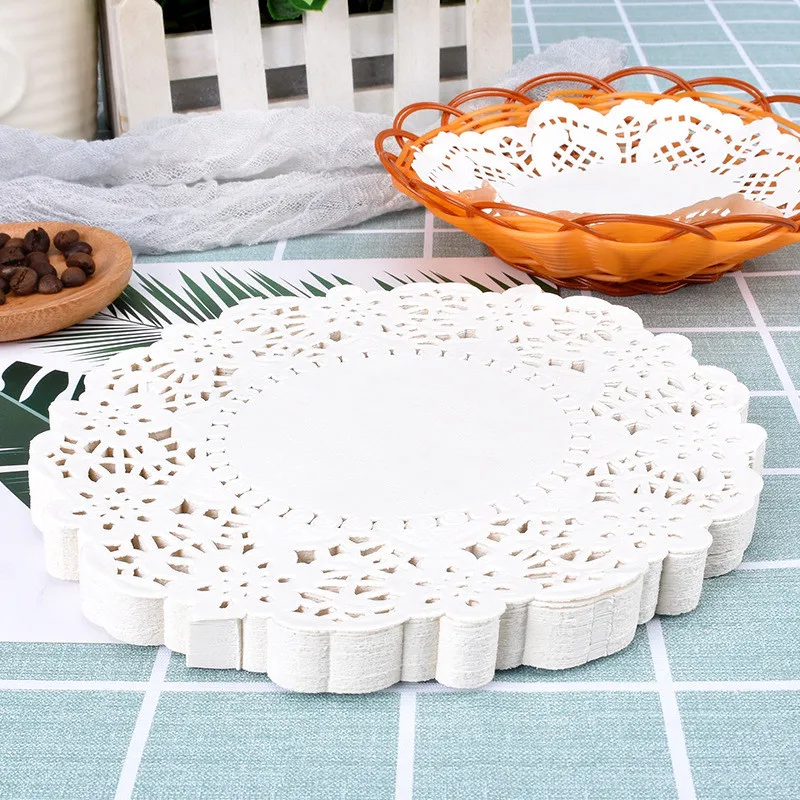 100 Pcs Per Pack Multi-Size Round Lace Paper Doilies Oil Absorbent Paper Placemats Bake Paper Cake Paper Mat Mats Paper Doyleys