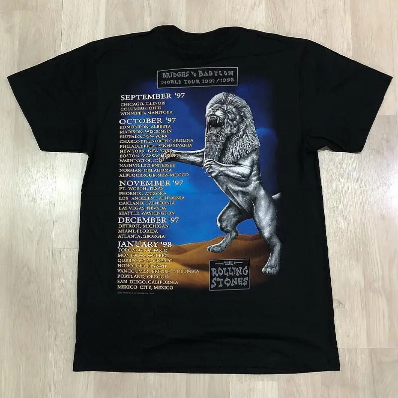 

American Retro Rock VTG High Street Texture Pure Cotton Short-sleeved T-shirt for Men and Women with The Rolling Stones