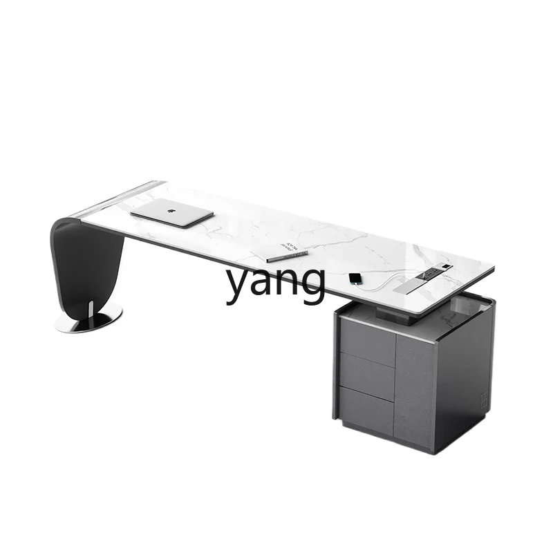 

CX light luxury corner slate minimalist solid wood office computer desk