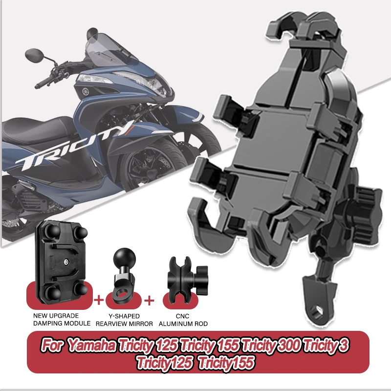 

For Yamaha Tricity 125 Tricity 300 Tricity 3 Tricity125 Tricity155 360° Adjustable Motorcycle Phone Holder Mount Bracket Stand