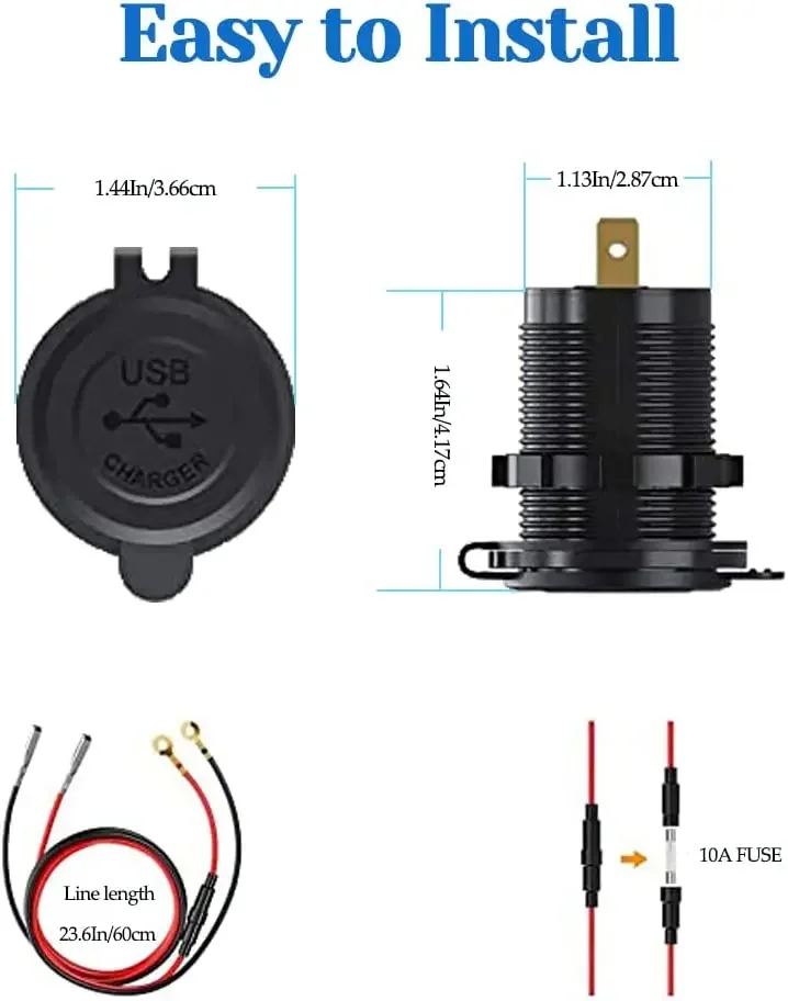 Car Charger Cigarette Lighter With Touch Switch 12V/24V 36W QC 3.0 Dual USB Socket Power Socket