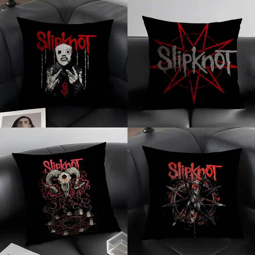 S-Slipknot Band Cushion Cover Natural Linen Organic Fabric Double-Sided Printing Sofa Home Decor Gift Pillow Case