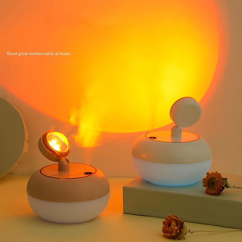 Sunset Lamp Humidifier 30-50ml/h Creative Usb Household Essential Oil Aromatherapy Diffuser Creative Atmosphere Night Light