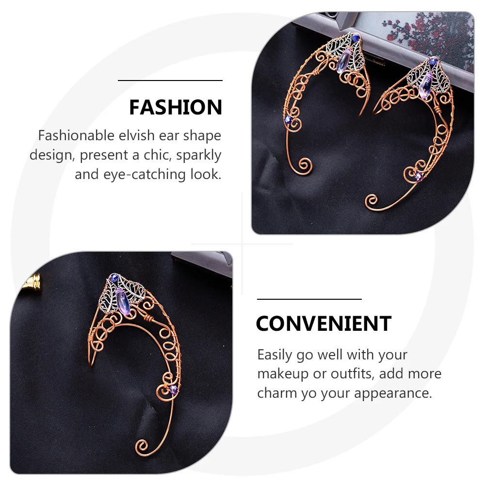 

1 Pair Vintage Ear Cuff Non Piercing Clip Elves Design Delicate Earrings Costume Accessories Wedding Party Cosplay Jewelry For