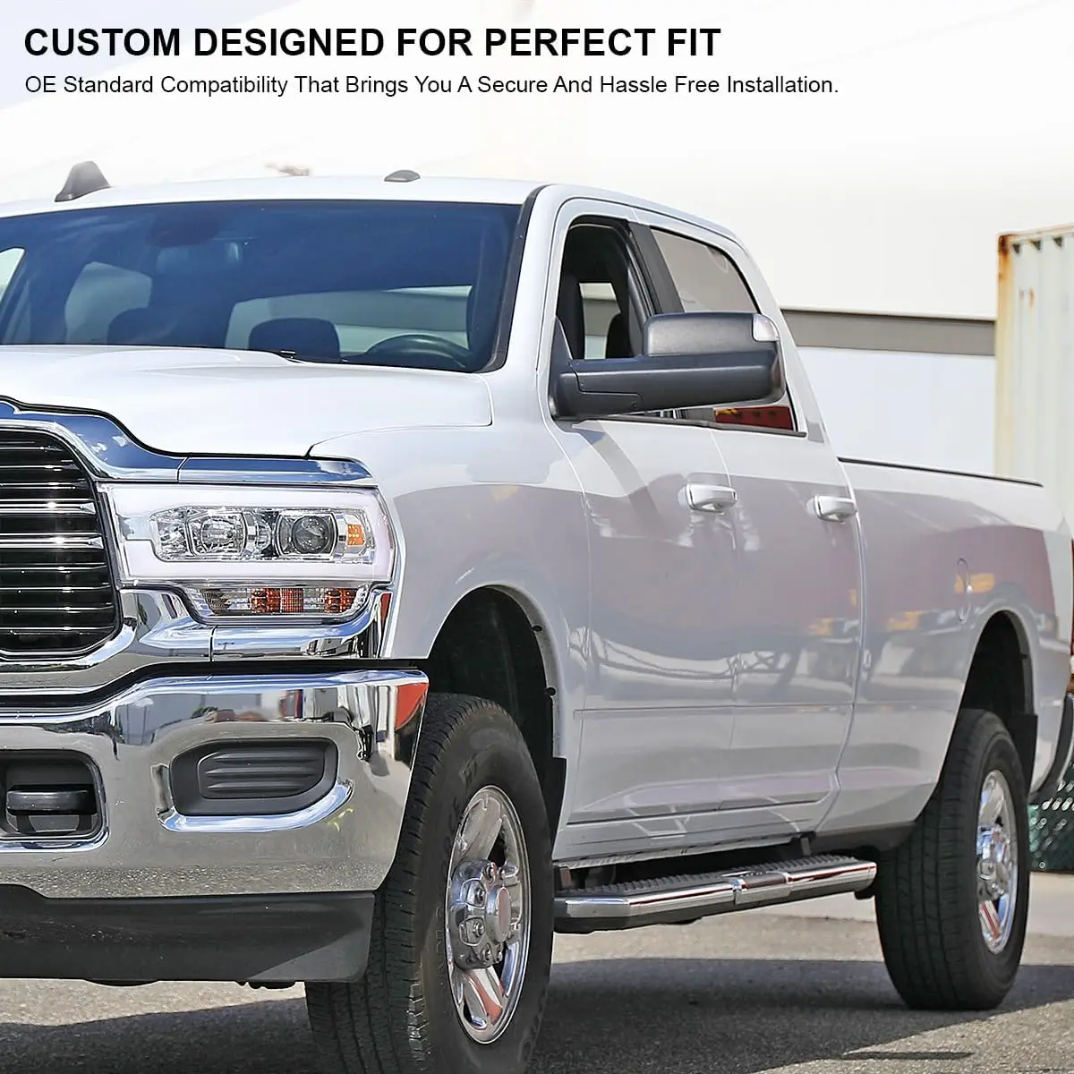 Towing Application, Plastic Material, Black Color, Power Heated Manual Fold with Puddle Light & Blind Spot