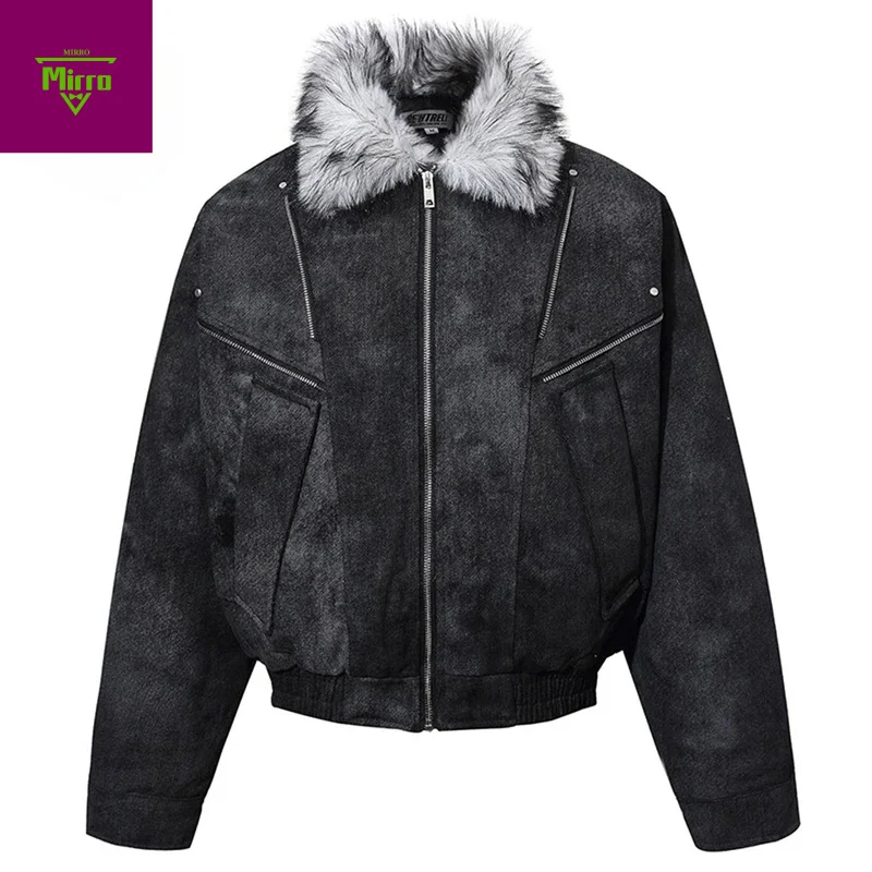 

Men Winter Jackets Fur Collar Thicken Warm Parkas Coats Vintage Padded Jackets Outwear