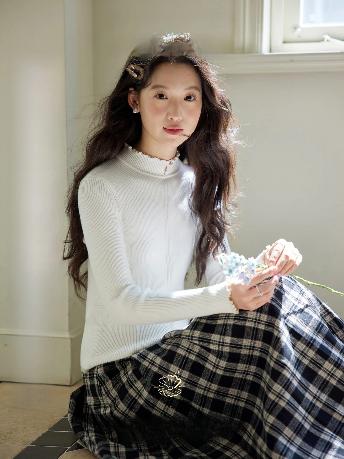 

Nov Et Autumn Winter Knitted Base irt f High Collar Wooden Trim Slimming Effect French Sle Regular Fit Inner Wear