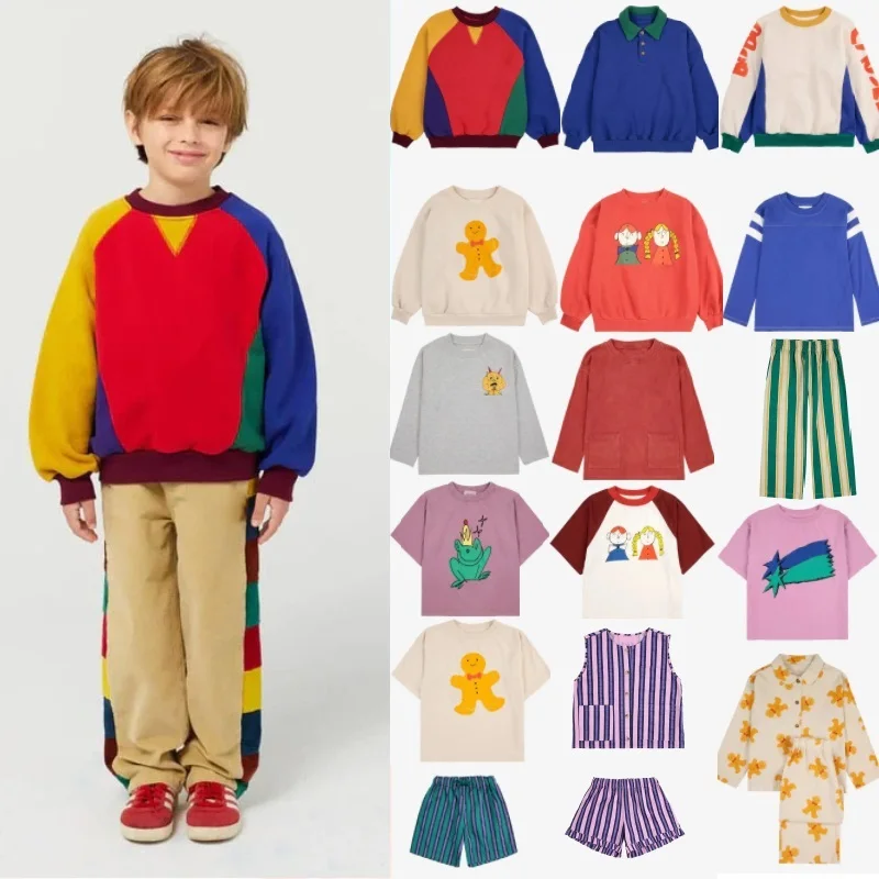 Kinder-Sweatshirt 2025, Frühling und Sommer, neue Cartoon-Mode, niedlicher Mädchen-Pullover, Baumwolle, T-Shirt, Shorts, Kinderkleidung