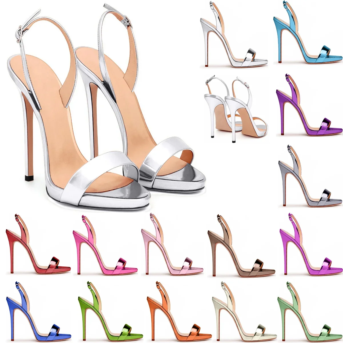 【Measure your feet length before order】Women Luxury Designer High Heel Back Strap Sandal Sexy Evening Party Dress Sandals F-SL-1