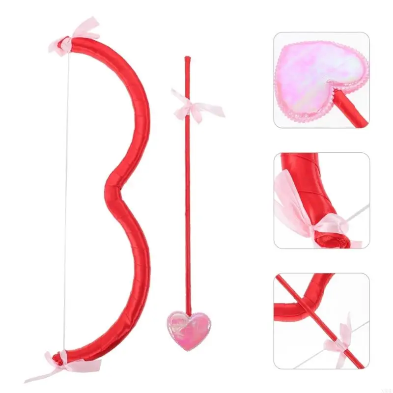 Cupido-Pijl-en-Boog Set Valentijnsdag Cupido-Kostuum Accessoires Kerst Halloween Fotografie Props Cadeau voor Vrouwen