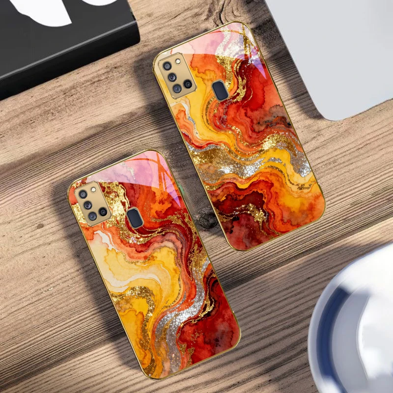 الذهبي ضوء النجوم لسامسونج A 31 32 A33 A34 35 14 A15 13 16 25 26 50 52 53 54 55 56 70 71 72 73 الزجاج الذهبي جراب هاتف