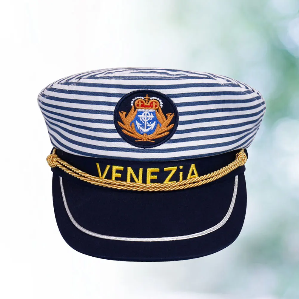 Sombrero de barco adulto del capitán marinero, sombreros para hombres, disfraz a rayas, azul marino, niño