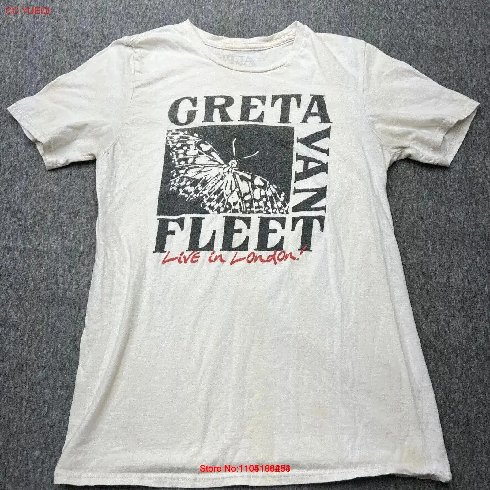تي شيرت Greta Van Fleet Concert للسيدات M قطن عيب عتيق مغسول للارتداء اليومي موضة ناعمة للجنسين قابلة للتنفس #1