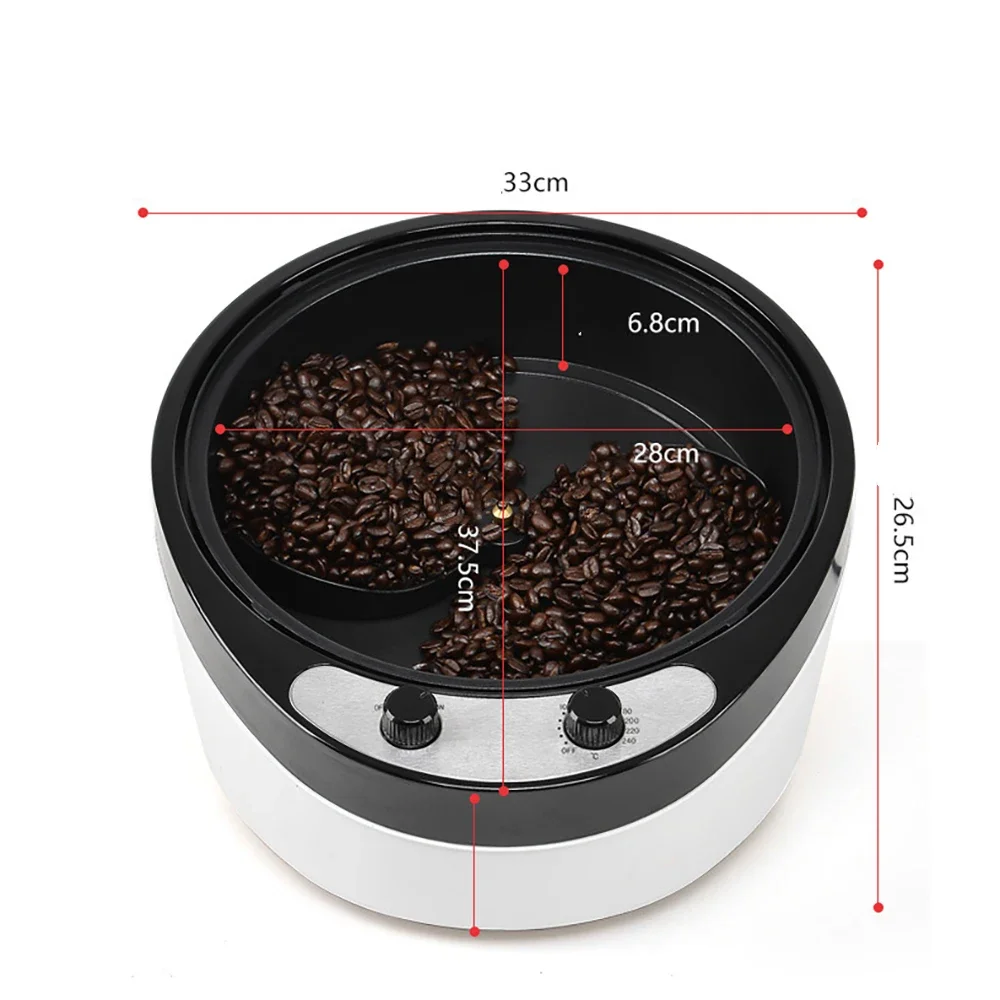 Household Coffee Bean Roaster Machine 0-240° Non-stick Coating Small Electric Baking Tools Automatic Roasted Various Beans Nuts