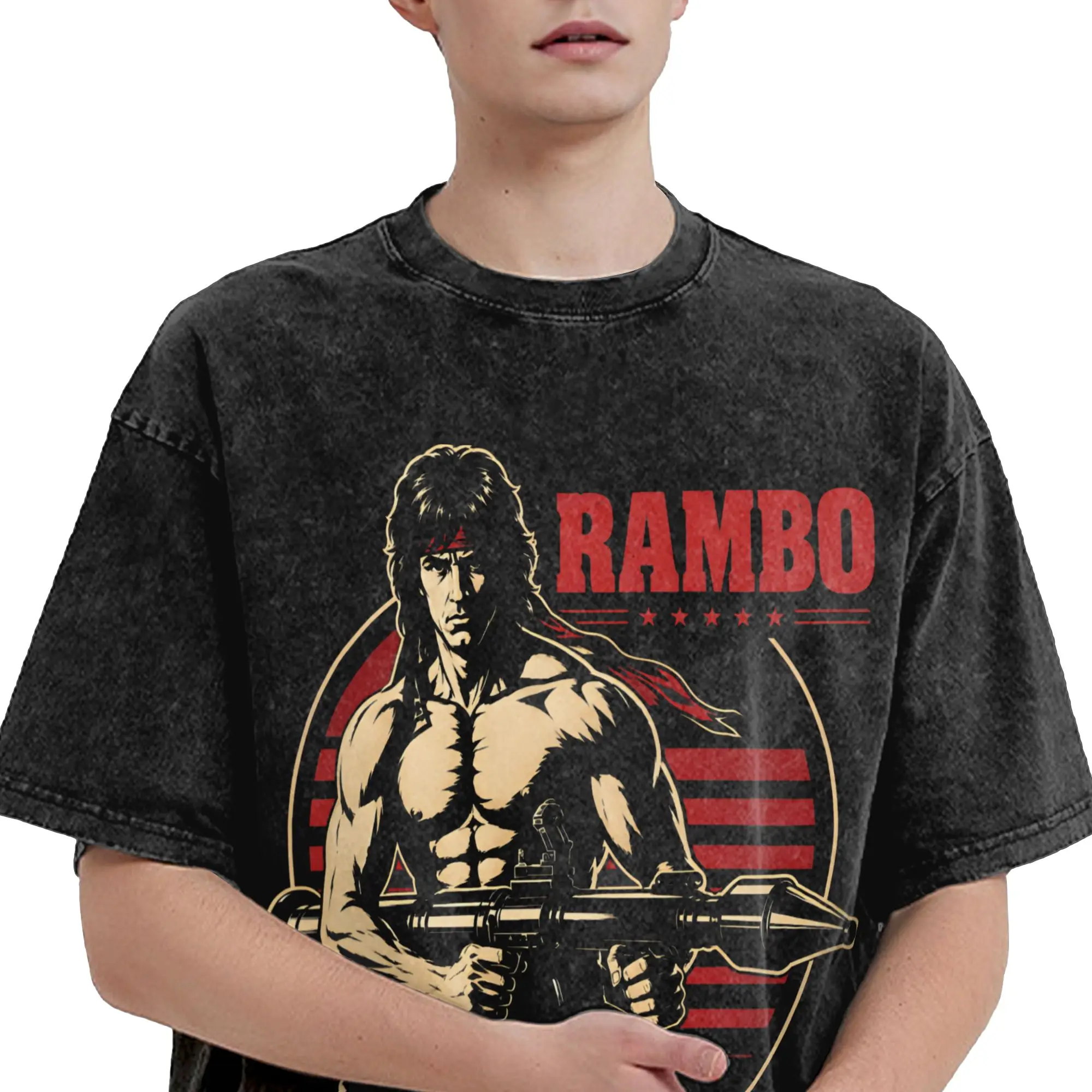 2026 John Rambos Washed Shirts Merch Oversize T-Shirts  for Men Women Tees